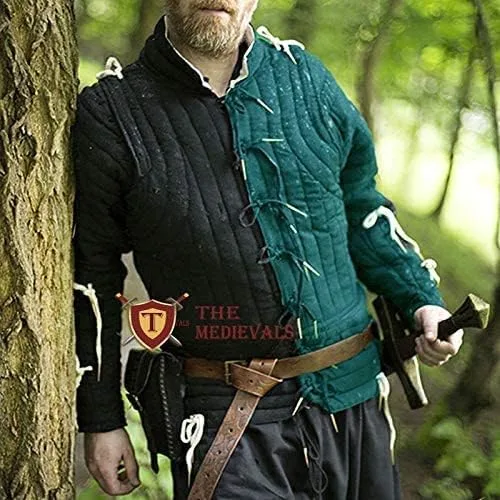 Vista 2 de Medieval Gambeson Thick Padded Coat Aketon Jacket Armor For Cosplay, Cotton Fabrics Dress SCA BY ITS MEDIEVAL