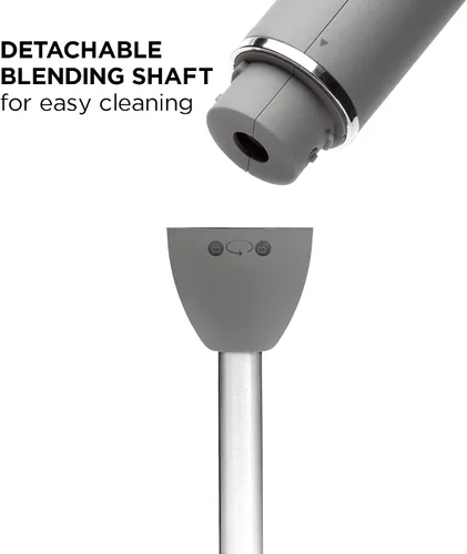 Vista 7 de Chefman Batidora de mano con varillas de inmersión con cuchillas de acero inoxidable, potente batidora eléctrica de hielo con control de 2 Gris