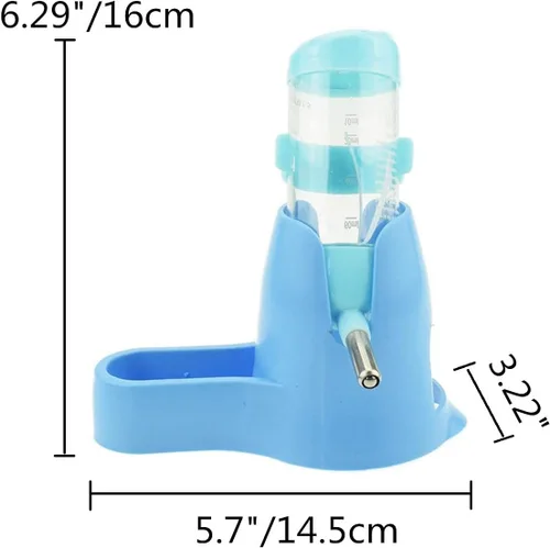 Vista 3 de Botella de agua de hámster 3 en 1 + rueda de ejercicio con platillo volador para hámster enano, ratón, erizo (azul)
