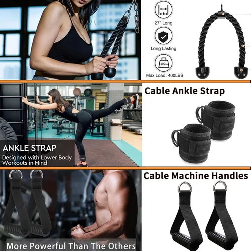 Vista 6 de Accesorio de máquina de cable sólido, accesorios de cable para gimnasio, accesorios de cable de gimnasio, juego de accesorios de máquina de cable