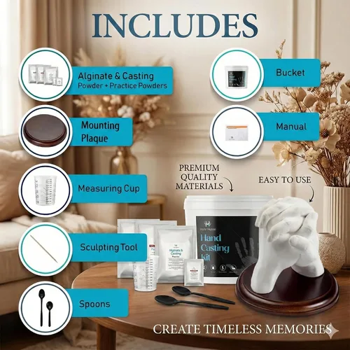 Vista 4 de Kit de moldeo a mano Hula Home para parejas o familia con placa de montaje Regalos DIY de aniversario para ella y él, escultura de recuerdo, boda