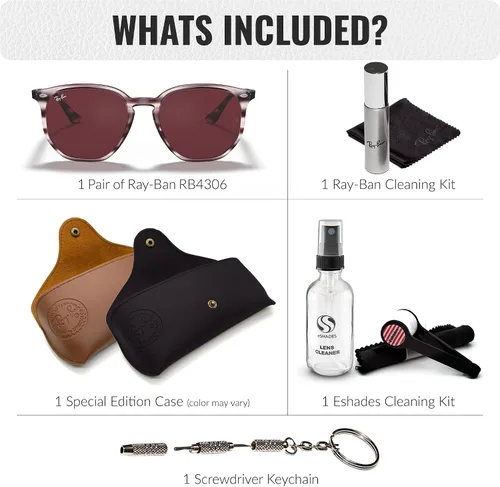 Vista 2 de Ray-Ban RB4306 - Gafas de sol de forma cuadrada redonda con kit oficial de gafas