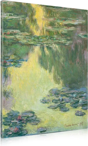 Vista 41 de IPIC - Reproducción artística de los lirios de agua de Claude Monet 1906, impresiones giclée coinciden con el marco dorado clásico, arte de pared