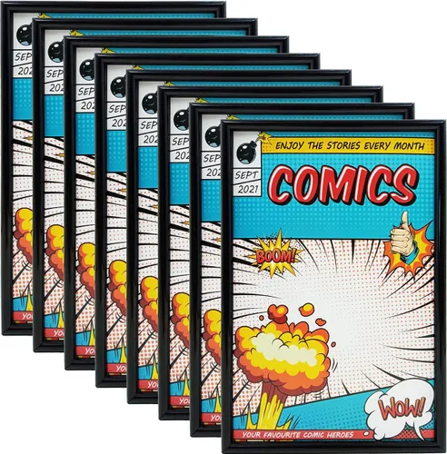 Vista 9 de Marco para cómics, paquete de 4, protección UV ultravioleta, se adapta a Current Comics de hasta 6, 34 x 10 pulgadas, 14 pulgadas, para pared