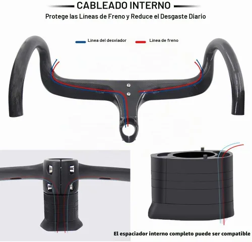 Vista 2 de Manillares de fibra de carbono RXL SL para bicicleta de carretera con vástago integrado, manillar de bicicleta de carretera integrado de carbono