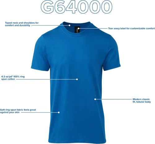 Vista 4 de Gildan Camiseta de algodón Softstyle para hombre, estilo G64000, paquete múltiple