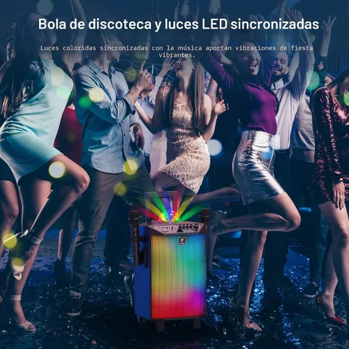 Vista 3 de Máquina de karaoke inalámbrica para adultos, sistema PA TONOR portátil con Bluetooth, altavoz para cantar con dos micrófonos inalámbricos, bola