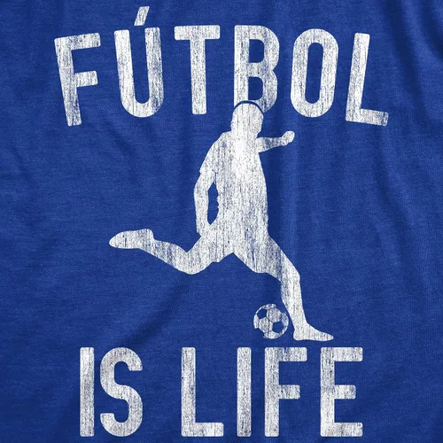 Vista 2 de Camiseta de fútbol para hombre, divertida para los amantes del fútbol, novedosa camiseta gráfica de fútbol para chicos, Azul (Heather Royal Blue)