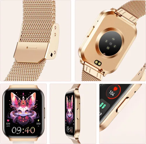 Vista 2 de Welfit - Reloj inteligente para mujer, presión arterial de 1.75 pulgadas, llamada/mensaje, seguimiento del ciclo femenino, frecuencia cardíaca