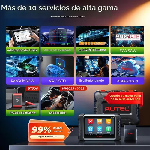 Vista 8 de Autel Scanner MaxiCOM MK808S-TS: TPMS completo, 32+ servicio, más de 3000 pruebas activas 2026 Bidirectional Tool up of MX808S MK808S, Full