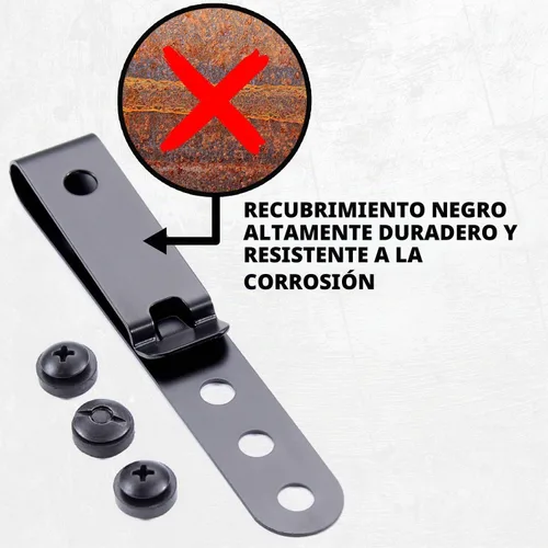 Vista 5 de HolsterSmith - Clip universal de metal para cinturón para hacer fundas, modelo 5, (3 agujeros), color negro táctico