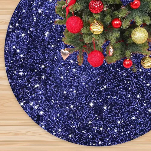 Vista 14 de FANPROMS Falda de árbol de Navidad rosa intenso con lentejuelas de 21 pulgadas, faldas de terciopelo de doble cara para árbol de Navidad de mesa