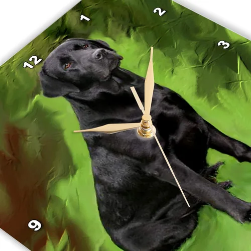 Vista 3 de 3drose Reloj de pared Black Labrador Retriever, 10 x 10 pulgadas