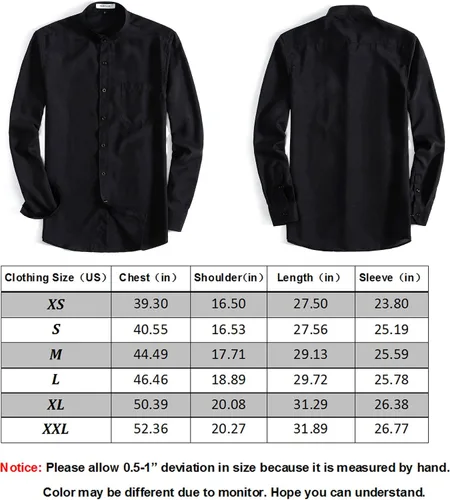 Vista 7 de Mens Long Sleeve Banded Collar(Mandarin Collar) Casual Linen Blended Shirts with Pocket
