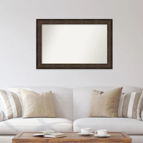Vista 368 de Amanti Art Espejo de pared personalizado no biselado (25 x 25 pulgadas), marco de bronce acentuado, varios tamaños personalizados, espejo de baño