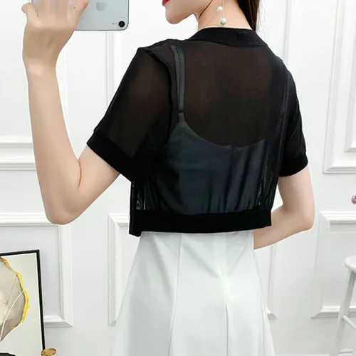 Vista 5 de Malarocoby Chaqueta de gasa para mujer chal de vestir tipo bolero
