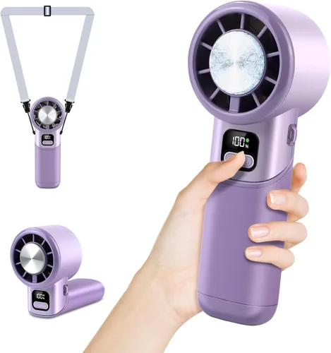 Vista 8 de Ventilador turbo portátil de alta velocidad con enfriador de hielo, pantalla LED, ventilador recargable de 3600 mAh, hasta 9 horas