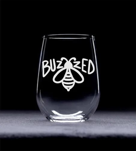 Vista 2 de C M Buzzed Bee - Copa de vino sin tallo, divertido regalo para amantes