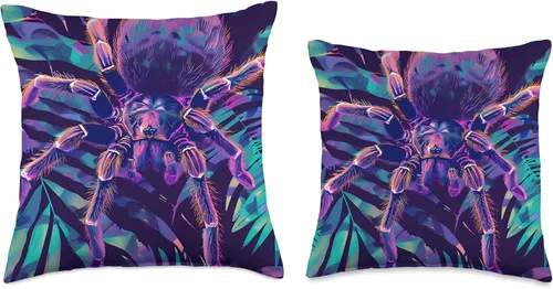 Vista 3 de Retro Synthwave Tarantula Art Poster Throw Pillow