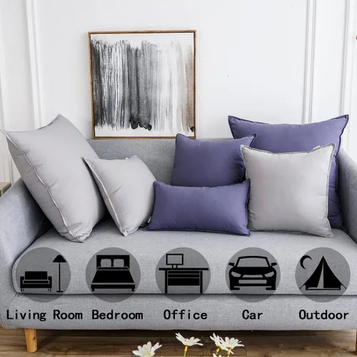 Vista 24 de Jeanerlor Funda de almohada decorativa de lino y algodón sólido de 18 x 18 pulgadas con cremallera, funda de cojín europea, funda de almohada