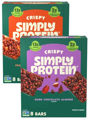 Vista 11 de Simply Protein - Barras crujientes de canela y nuez - Barras de proteínas a base de plantas - Bajo en carbohidratos, bajo en azúcar, alta fibra