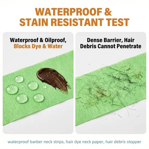 Vista 5 de 2 rollos de tiras de cuello de peluquero desechables flexibles y resistentes bandas de papel para el cuello, cinta de papel para peluquería Verde