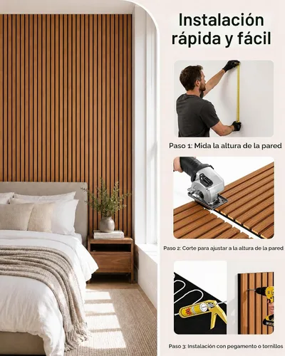 Vista 8 de Paneles de pared de listones de madera acústica insonorizados Nogal