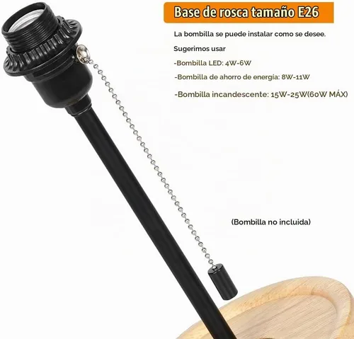 Vista 6 de CADUKE - Lámpara de mesa moderna, lámpara de escritorio de mesita de noche, lámpara de noche con base de madera y pantalla de lino para sala