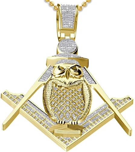 Vista 2 de Dije de brújula masónica G de 060 quilates en oro de 10 quilates con dije personalizado cadena de 25 pulgadas
