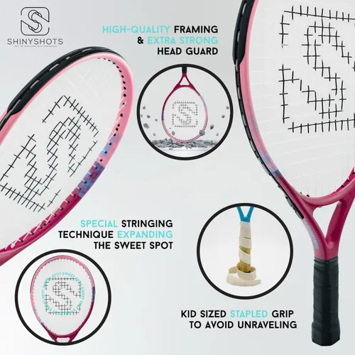 Vista 3 de Raqueta de tenis para niños de 21 pulgadas, ligera raqueta de tenis junior de 21 pulgadas para edades de 6 a 8 años, aluminio duradero con agarre