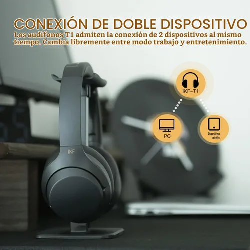 Vista 4 de iKF Auriculares inalámbricos T1, tiempo de reproducción de 50 horas, graves negro (Black 1.0)