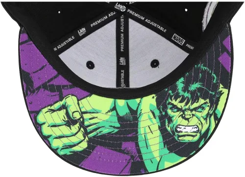 Vista 7 de Marvel 60th Anniversary Comic UV Adjustable Snapback Flat Bill Cap blk