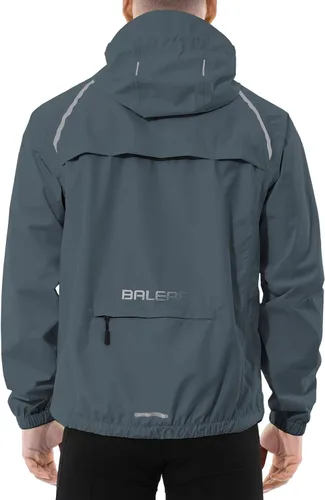 Vista 15 de baleaf Chaqueta impermeable para hombre con capucha ligera reflectante A-Negro