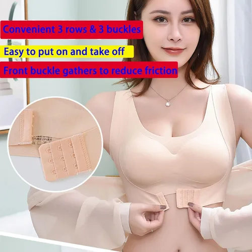 Vista 2 de Secret Lane - Bralette desnudo, soporte de espalda cruzada sin cables, para mujer, cobertura completa y elevación