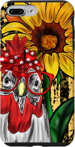 Vista 12 de iPhone 16 doméstico pollo vidrio bandera americana girasol retro divertido caso