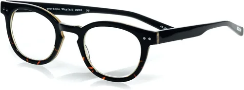 Vista 15 de eyebobs - Waylaid Gafas de lectura tradicionales y azules de primera calidad Marco redondo para caras promedio Ámbar se desvanece frente