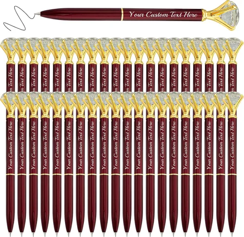 Vista 35 de Bolígrafos personalizados de diamantes personalizados con nombre a granel de metal de cristal grabado, bolígrafos divertidos brillantes a granel
