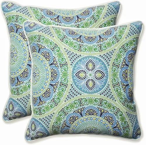 Vista 3 de Pillow Perfect Almohada decorativa floral para interiores y exteriores, relleno de felpa, resistente a la intemperie y a la decoloración, lumbar