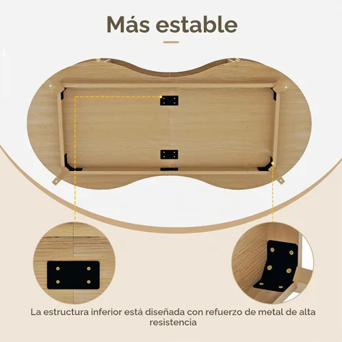 Vista 5 de Mesa auxiliar, doble ovalada para sala de estar, 47 pulgadas New Natural