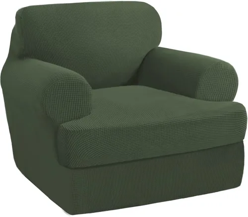 Vista 29 de PrinceDeco Fundas elásticas para sillón de 2 piezas, fundas de sofá para sillas con cojines en forma de T, fundas suaves para muebles con 1 funda