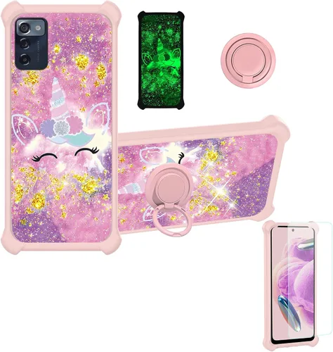 Vista 140 de jioeuinly JSF-DJS - Funda compatible con Nothing Phone 2a con protector de pantalla de vidrio templado, policarbonato duro + silicona suave, soporte
