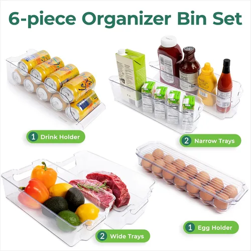 Vista 2 de Greenco Organizadores y Almacenamiento para Refrigerador - Juego de Contenedores Organizadores Transparentes para Refrigerador, Plástico