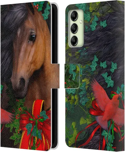Vista 392 de Head Case Designs Officially Licensed Laurie Prindle A Morgan Christmas Western Stallion Leather Wallet Case Compatible with Samsung Galaxy A07 4G