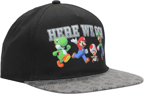 Vista 5 de Super Mario Bros Here We Go - Gorra negra para niño, Negro