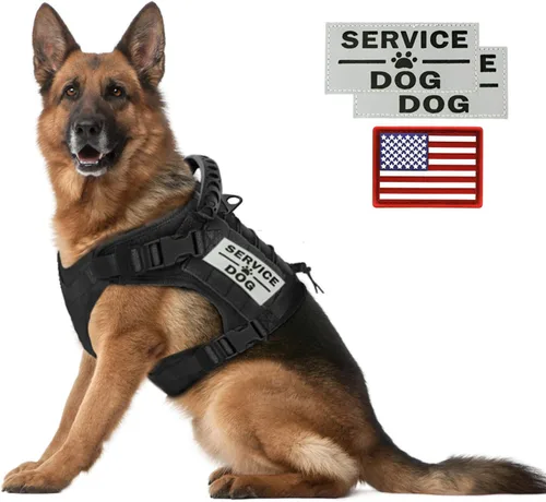 Vista 15 de Arnés táctico para perro, chaleco de entrenamiento al aire libre, chaleco militar K9 de patrulla para perro, arnés táctico ajustable para cachorros