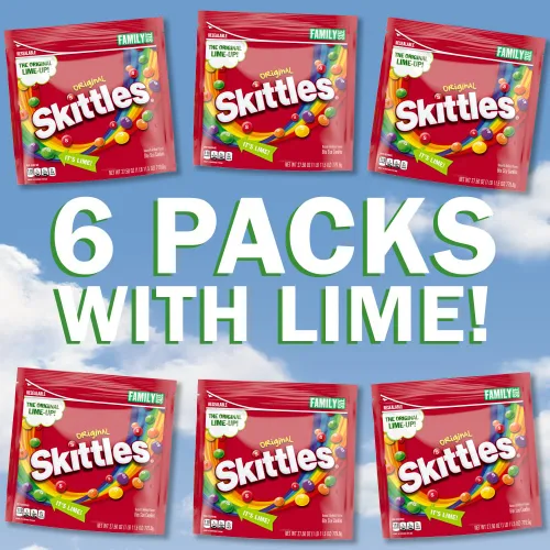 Vista 5 de SKITTLES Paquete de caramelos masticables originales a granel, caramelos de tamaño familiar, bolsa de 27.5 onzas (paquete de 6), caja