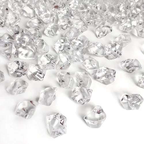 Vista 10 de Rocas de hielo falsas transparentes 700 piezas de diamantes falsos rellenos Centros de mesa de boda, pecera, exhibición de alimentos, accesorios