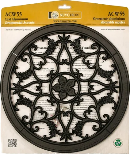 Vista 4 de Nuvo Iron Inserto decorativo para cercas, puertas, hogar, jardín, redondo, 15 pulgadas