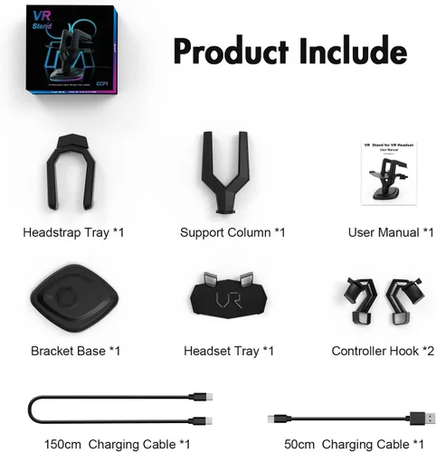 Vista 7 de AMVR VR Headset Charging Dock, Floating Display Stand for Oculus Quest 2, Meta Quest Pro, Quest Series, Pico 4 and Touch Controllers, Stable Station