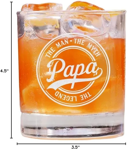 Vista 3 de Papa The Man The Myth The Legend - Vaso de whisky, regalos para abuelo, papá, papá, él, Navidad, cumpleaños, día del padre para papá de hija, hijo